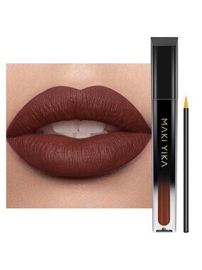Women Coffee Brown Smudge Proof Long Lasting Gothic Plum Matte Liquid Lipstickht